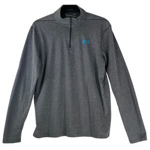 Under Armour Loose Grey Zip Henley Long Sleeve Shirt Mens Medium